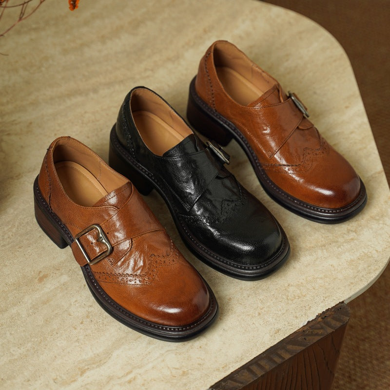 Women's Monk-Strap Leather Brogues