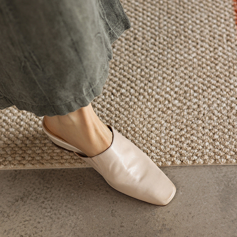 Women's Square-Toe Leather Mules