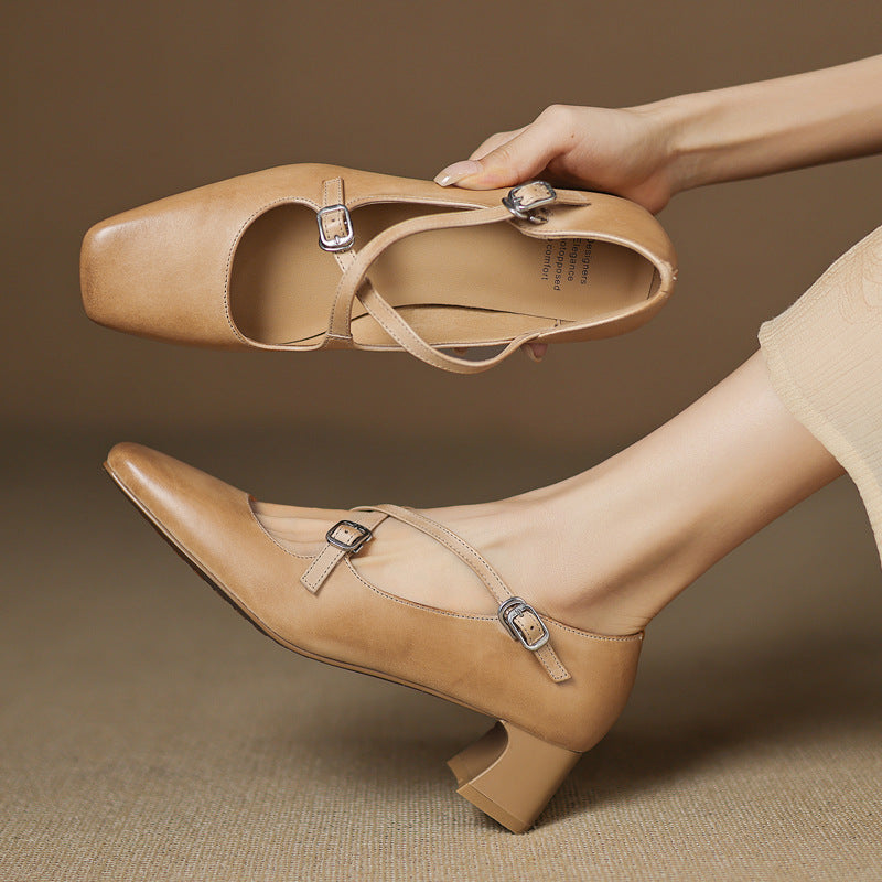Women's Leather Kitten Heels