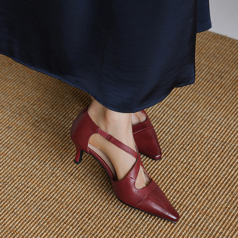 Women's Leather Mary-Jane Heels
