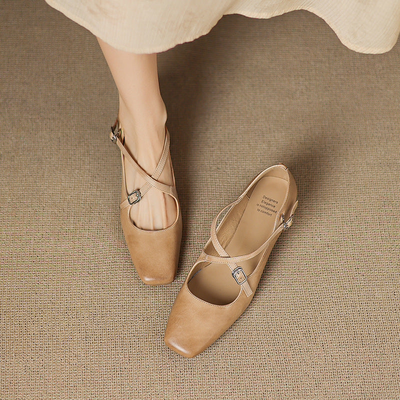 Women's Leather Kitten Heels
