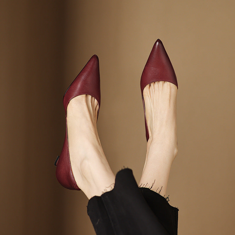 Women's Leather Kitten Heels