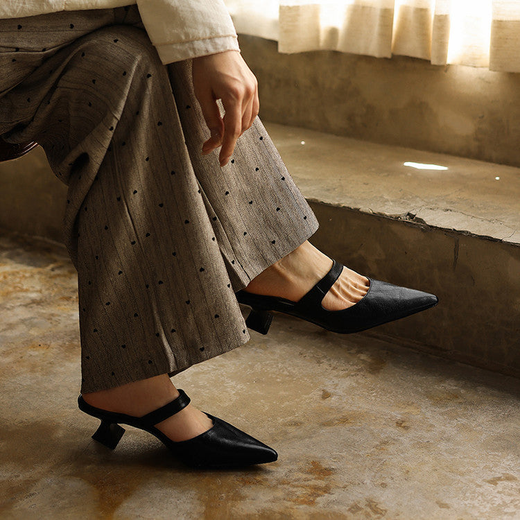 Women's Strap Leather Mules