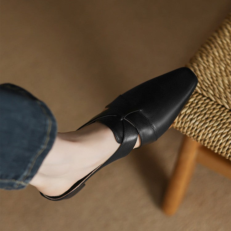 Women's Cross Leather Mules