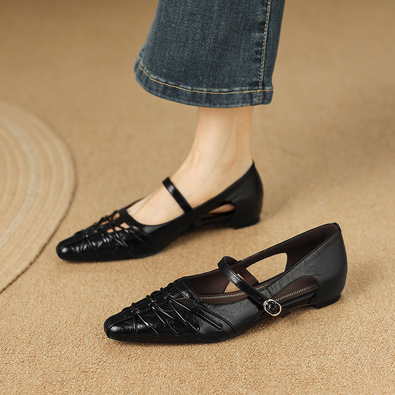Clairvette™ | Pointed Lattice-Cut Mary Jane Flat