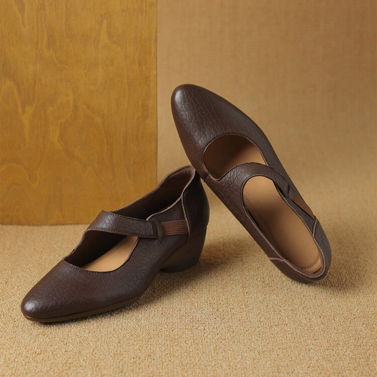 Women's Leather Mary-Jane Heels
