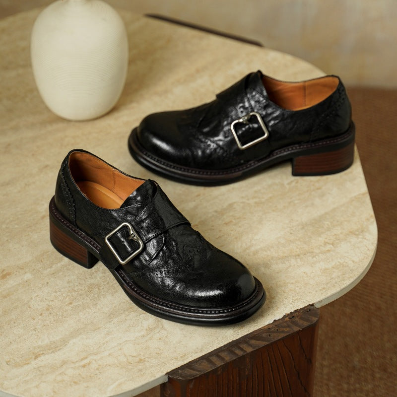 Women's Monk-Strap Leather Brogues