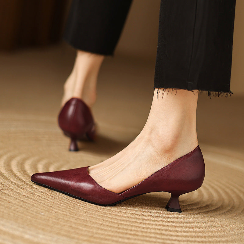 Women's Leather Kitten Heels