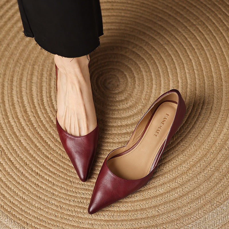 Women's Leather Kitten Heels