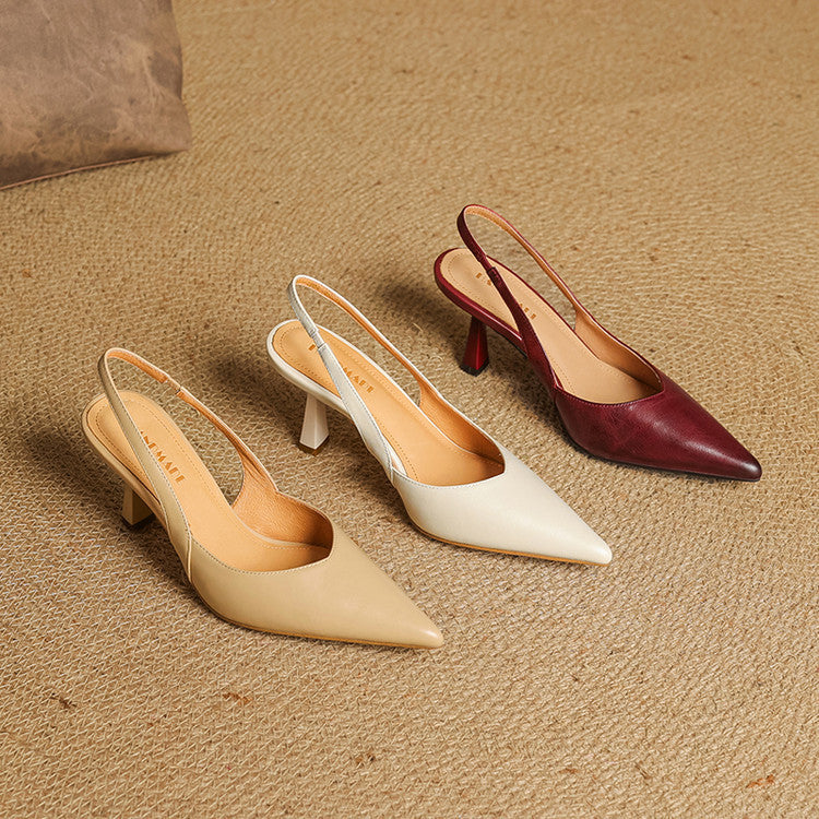 Women's Slingback Leather Heels