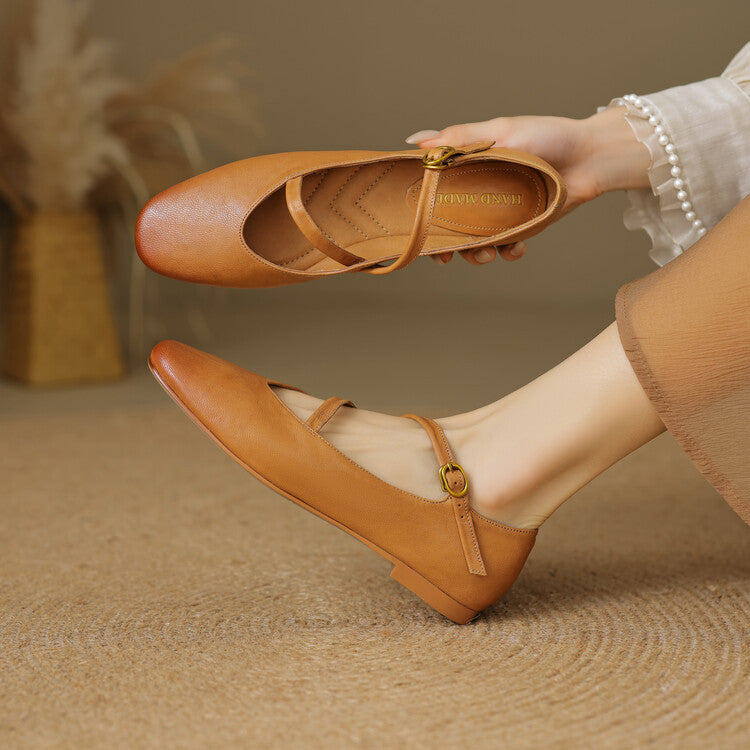 Women's Strap Leather Mary-Jane