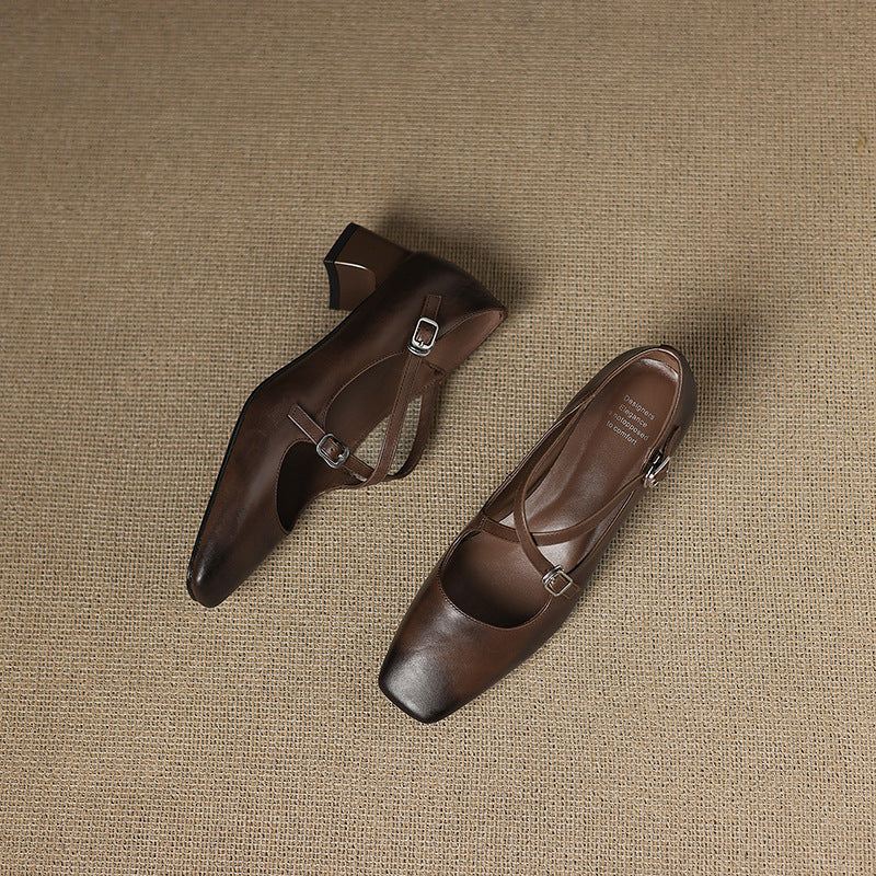 Women's Leather Kitten Heels