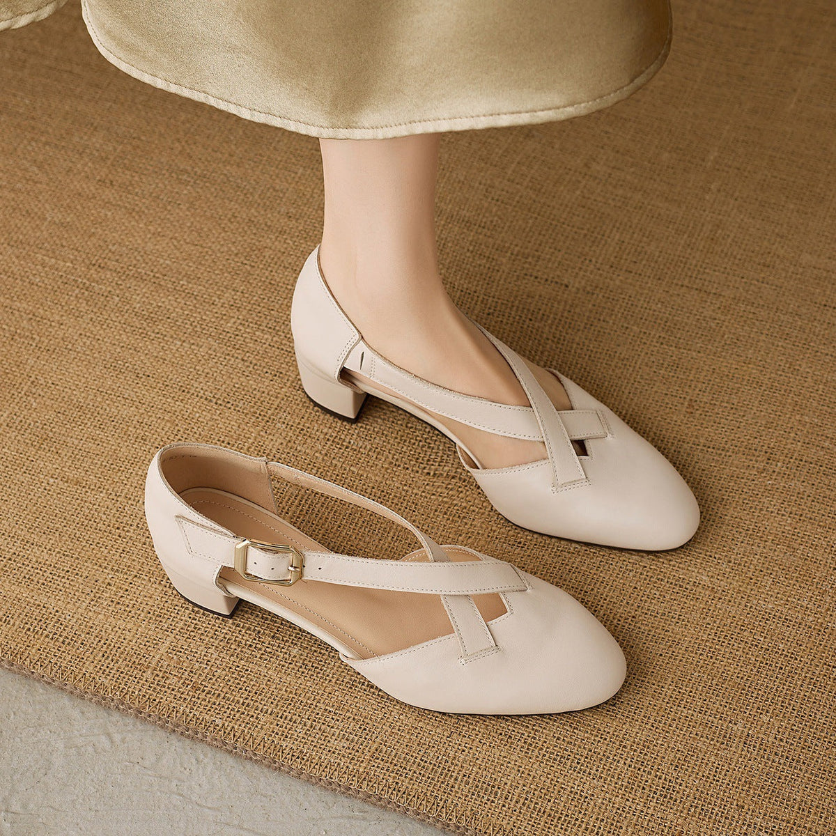 Women's Crossstrap Leather Heels