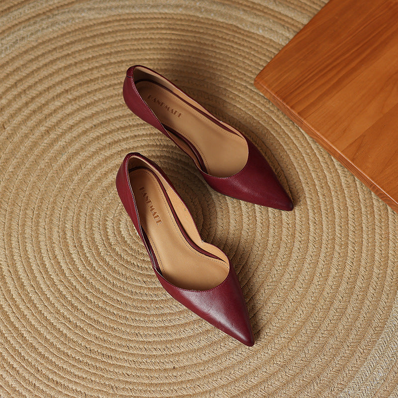 Women's Leather Kitten Heels