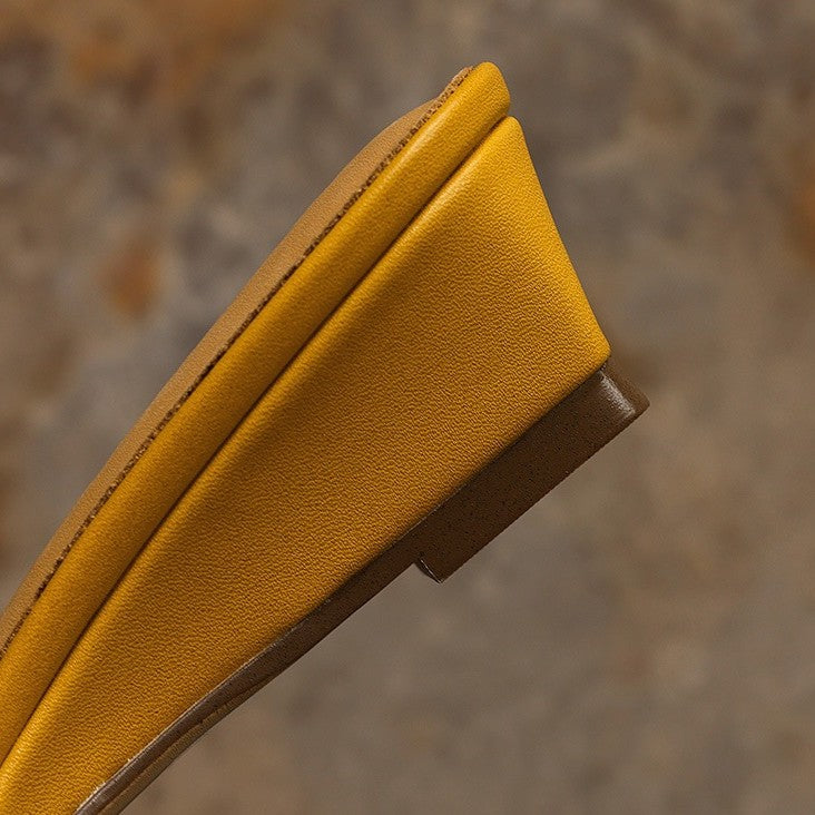 Women's Square-Toe Leather Wedge Mules