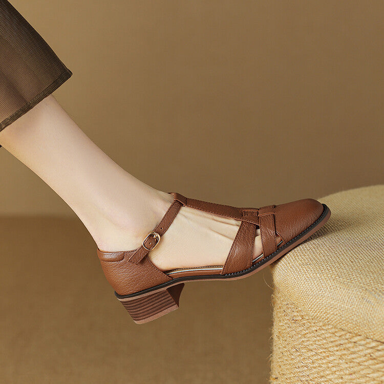 Women's Roman Leather Heels