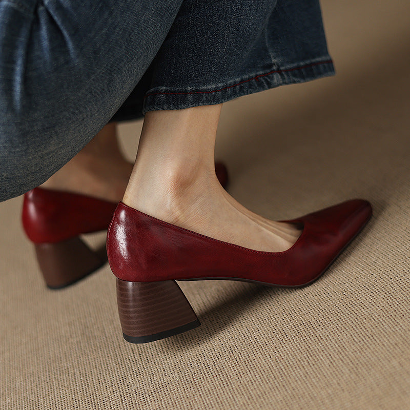 Women's Leather Square Pumps