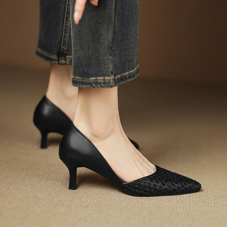 Women's Woven Leather Heels