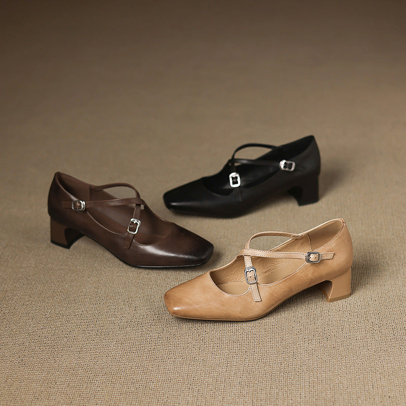 Women's Leather Kitten Heels