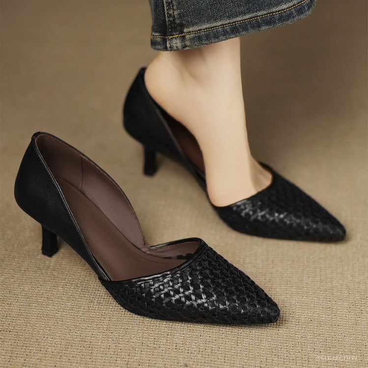 Women's Woven Leather Heels