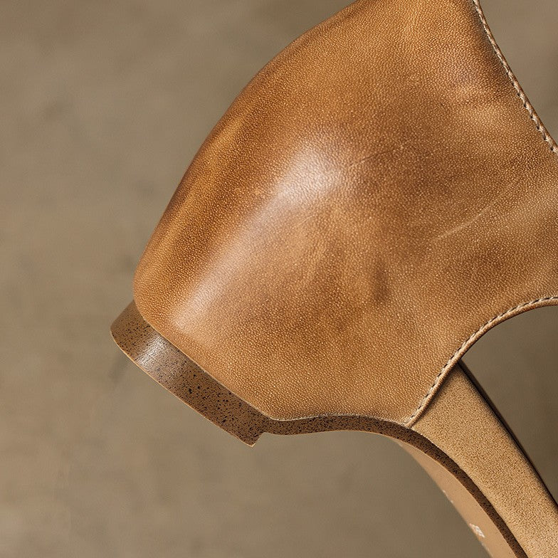 Women's Leather Cross-Strap Heels