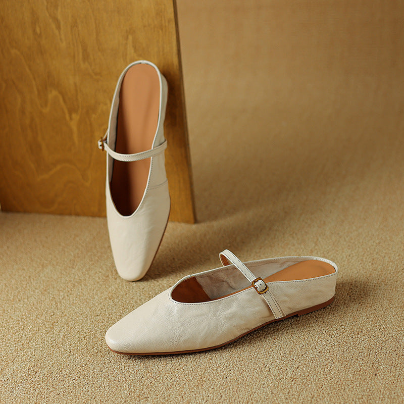 Women's Leather Strap Mules