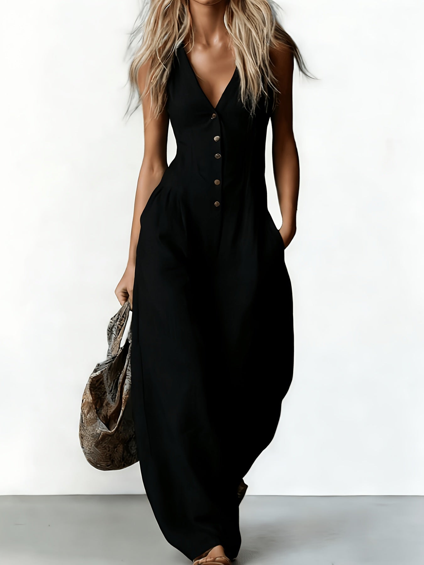 Margot™ | Button-Front Halter Jumpsuit