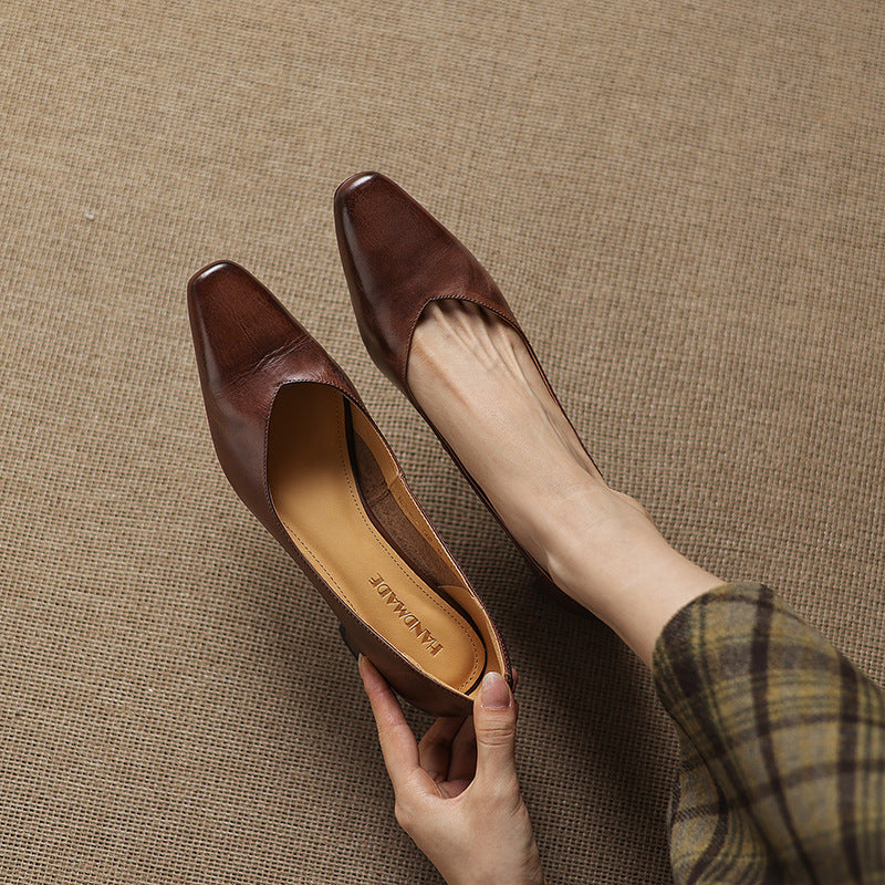 Women's Leather Square Pumps