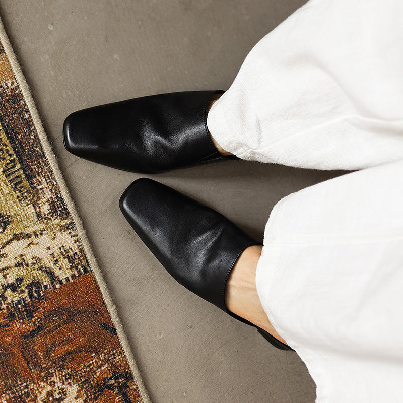 Women's Square-Toe Leather Mules