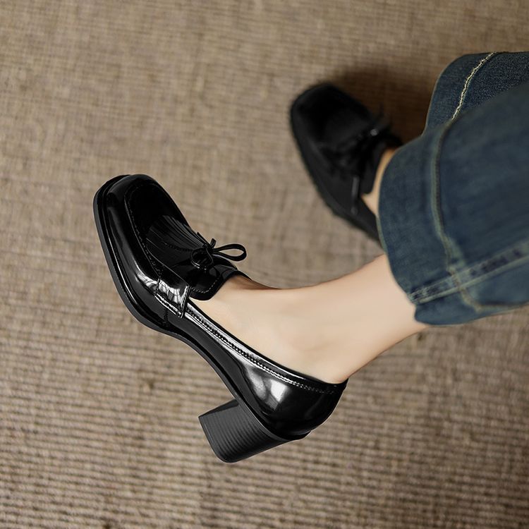 Women's Tassel Leather Loafer Pumps