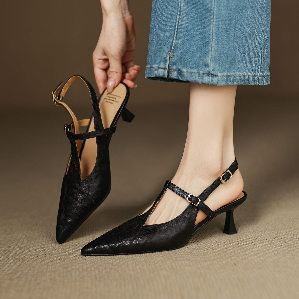 Women's Pointed Leather Heels