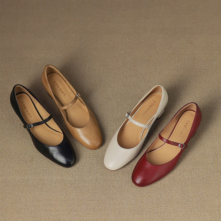 Women's Leather Block Heels