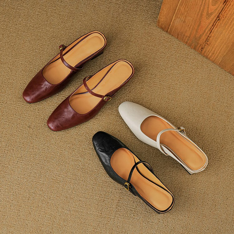 Women's Strap Leather Mules