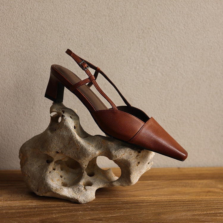 Women's Leather Slingback Heels