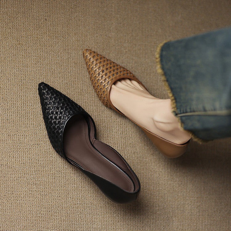 Women's Woven Leather Heels