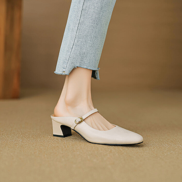 Women's Strap Leather Mules