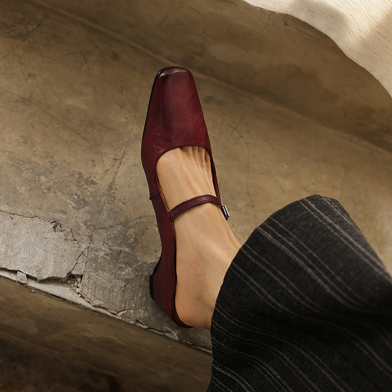 Women's Square-Toe Leather Mules
