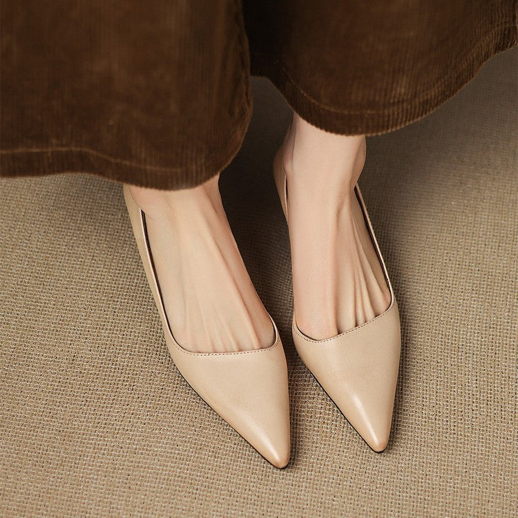 Women's Leather Kitten Heel Pumps