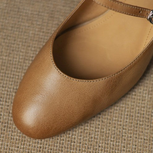 Women's Leather Block Heels