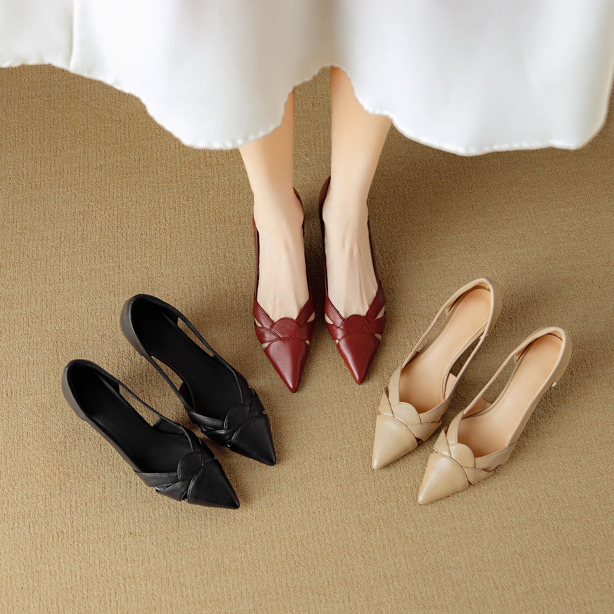 Women's Cutout Leather Pumps