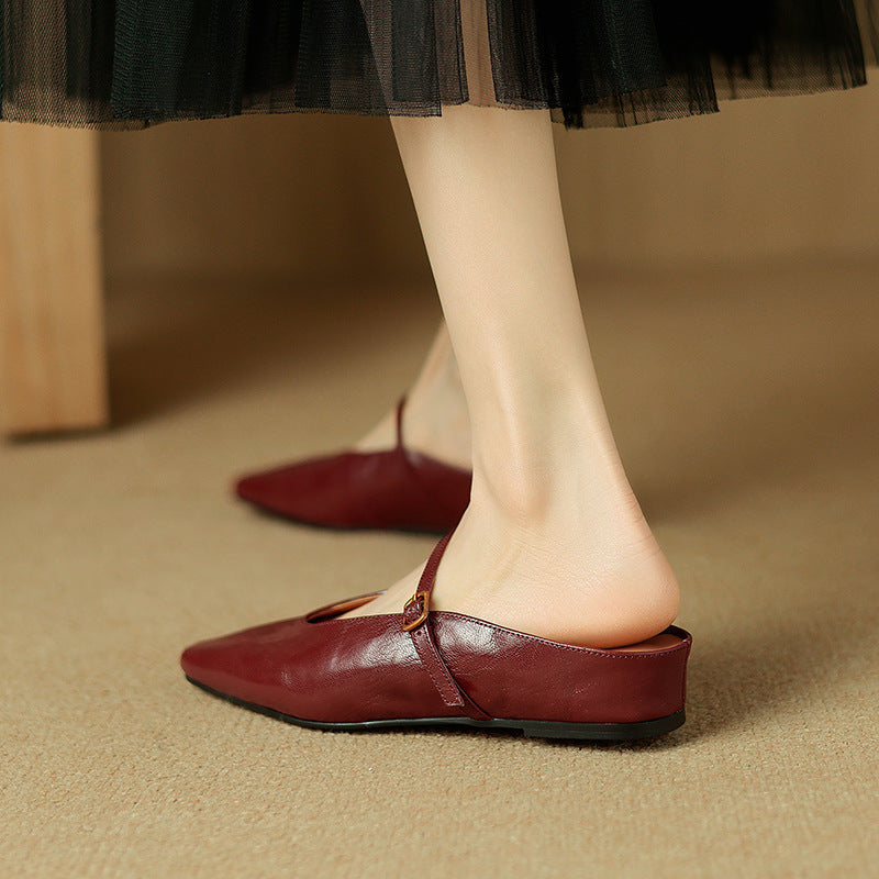 Women's Leather Strap Mules