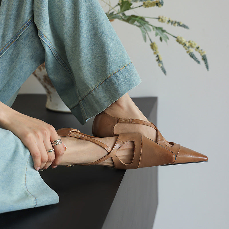 Women's Leather Mary-Jane Heels