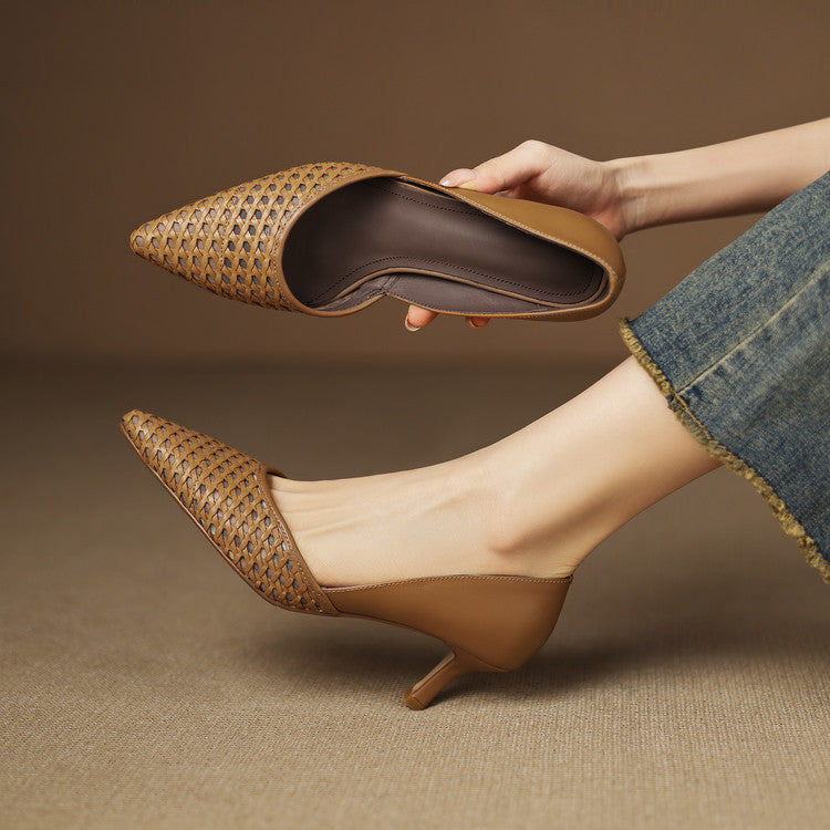 Women's Woven Leather Heels