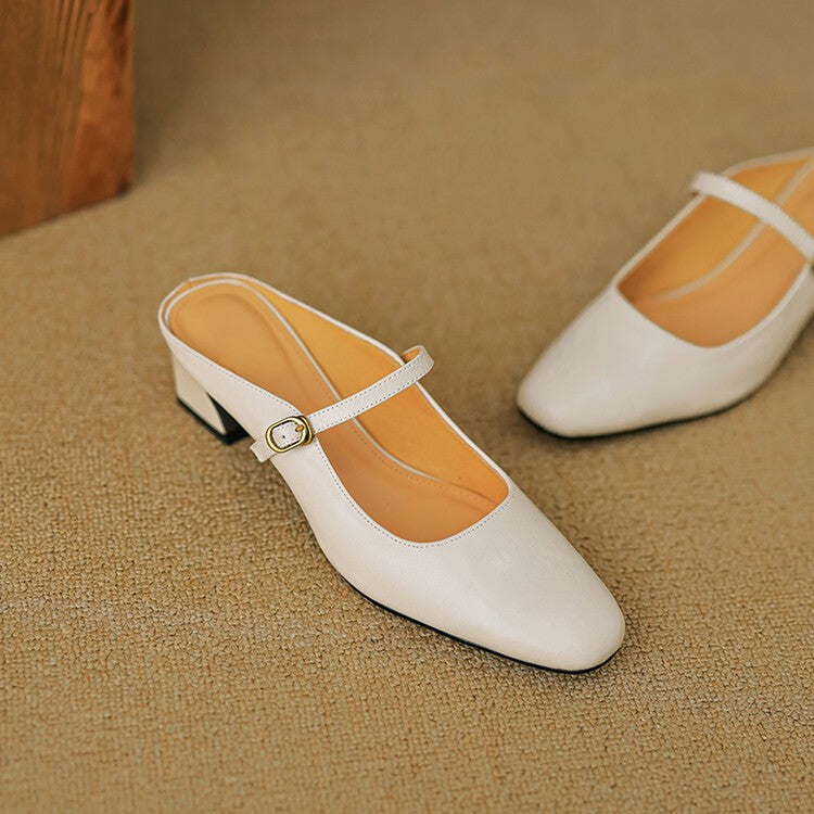 Women's Strap Leather Mules