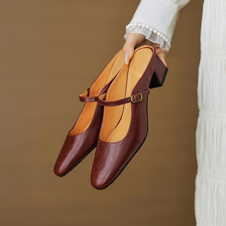 Women's Strap Leather Mules