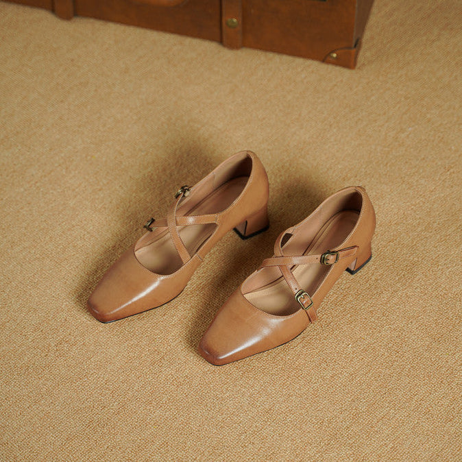 Women's Mary-Jane Leather Heels