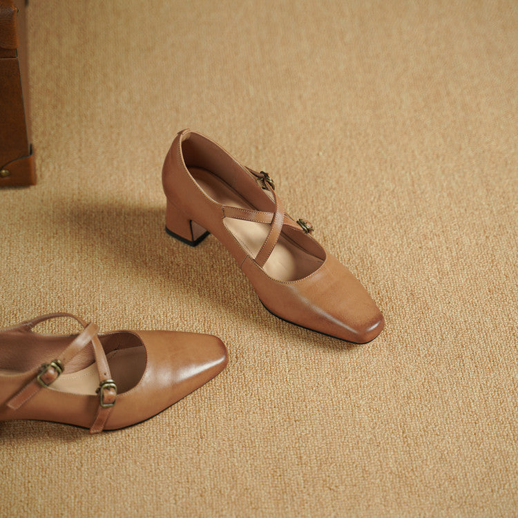 Women's Mary-Jane Leather Heels