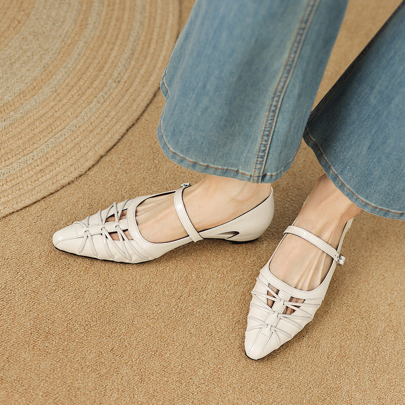 Clairvette™ | Pointed Lattice-Cut Mary Jane Flat