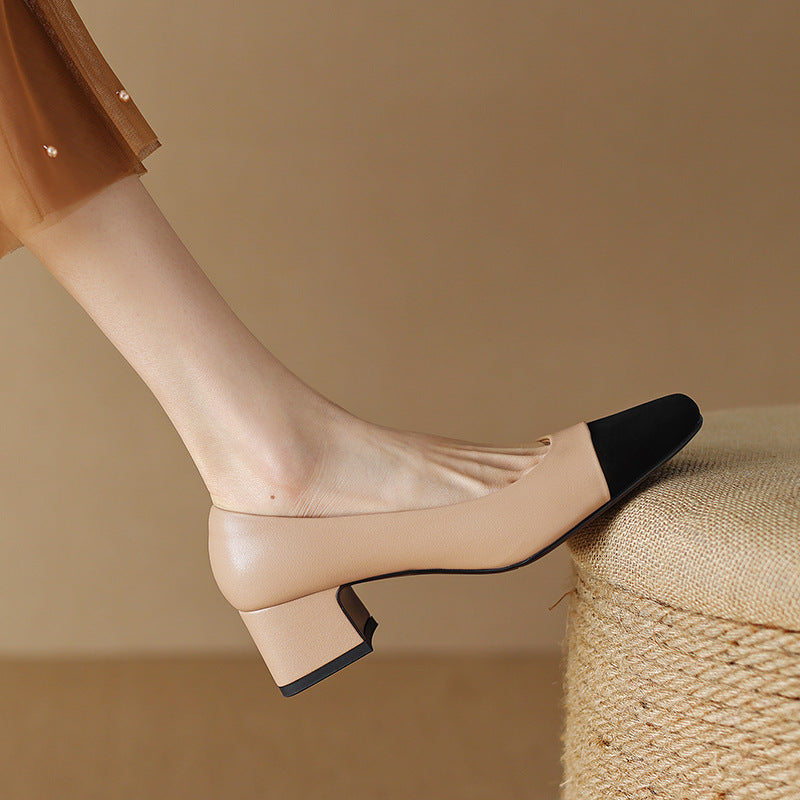 Women's Square-Toe Leather Pumps