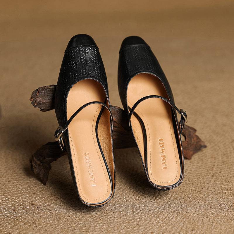 Women's Strap Leather Mules